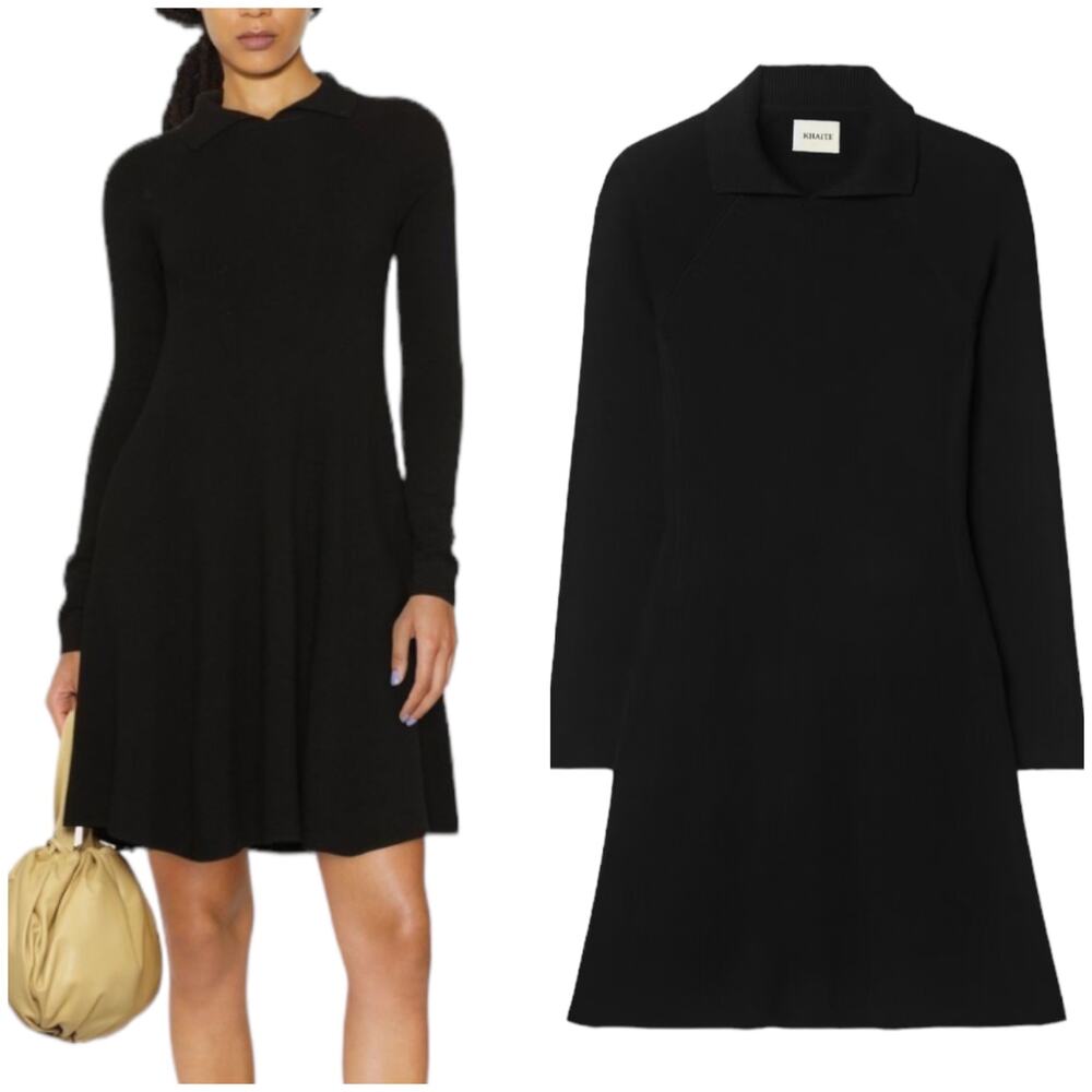 KHAITE NWT Emory Long Sleeve Stretch Wool Shift Dress Size M Flowy Designer - Picture 4 of 13